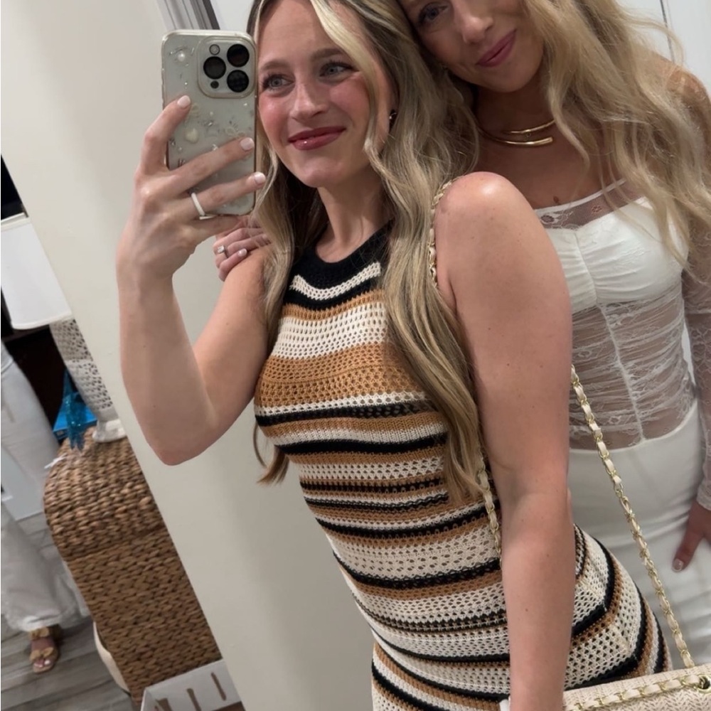 Striped Knit Sleeveless Dress